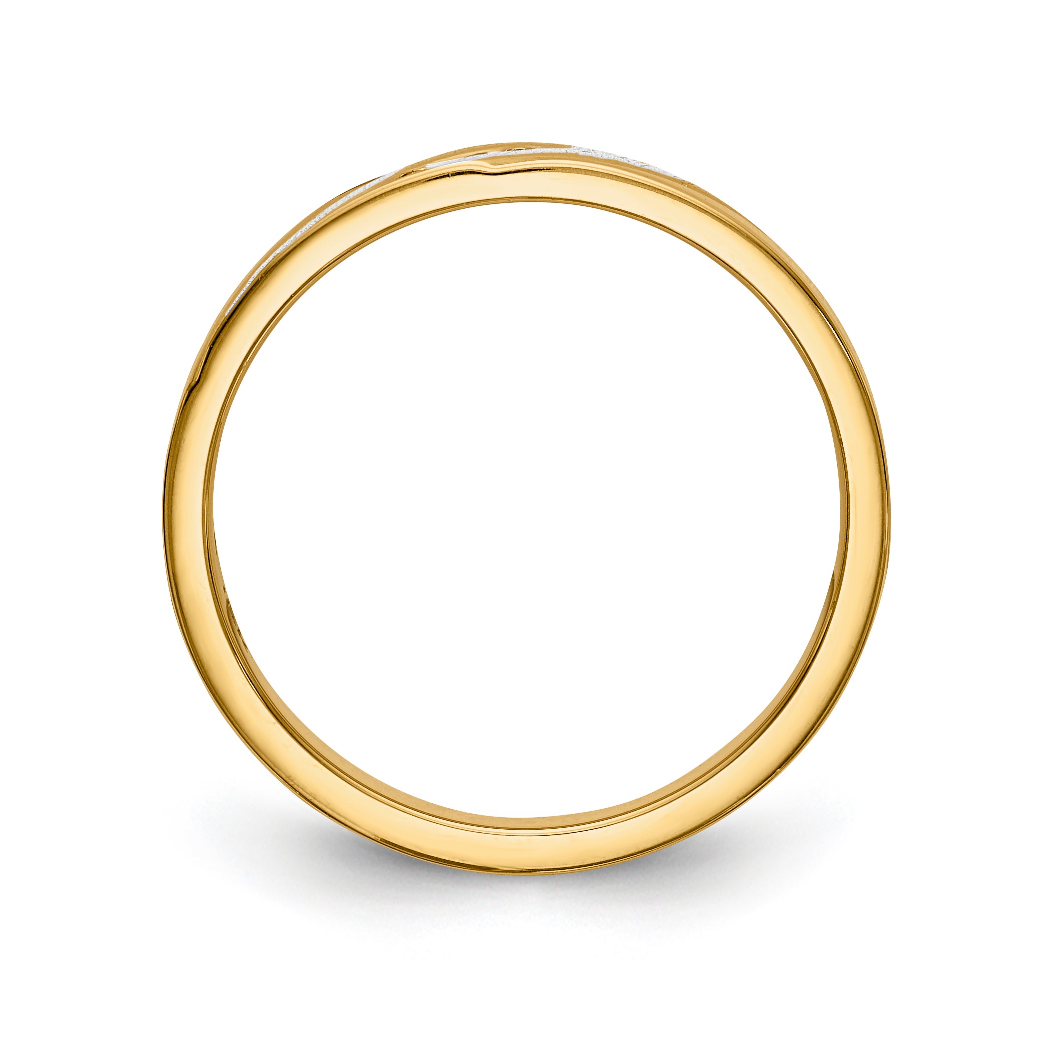 14k and Rhodium AA Quality .03 carat Diamond Trio Ladies Complete Wedding Band Secondary image