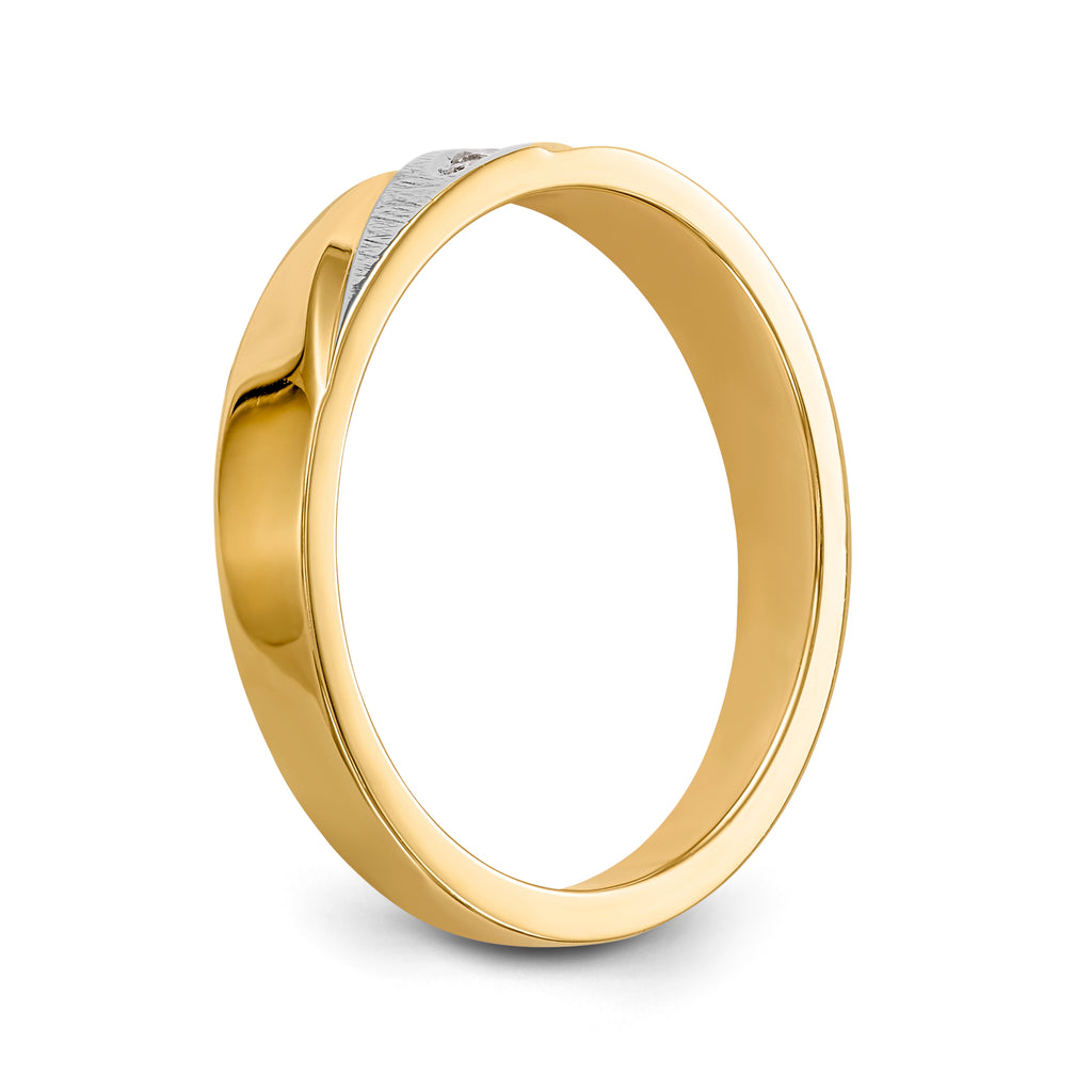 14k and Rhodium AA Quality .03 carat Diamond Trio Ladies Complete Wedding Band