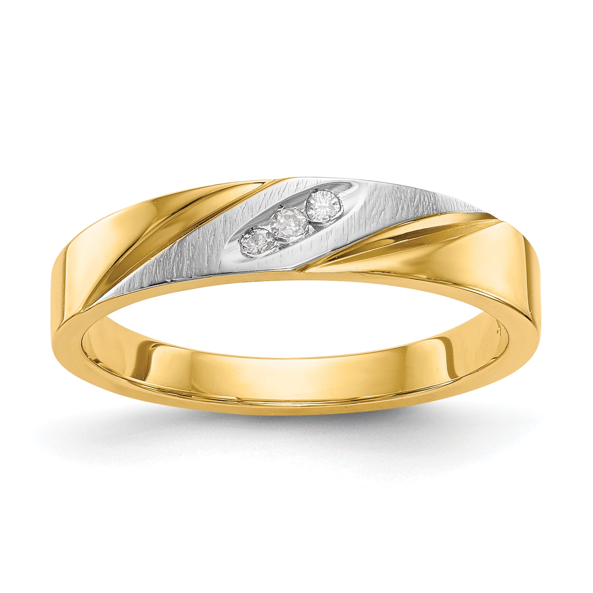 14k and Rhodium AA Quality .03 carat Diamond Trio Ladies Complete Wedding Band Main image