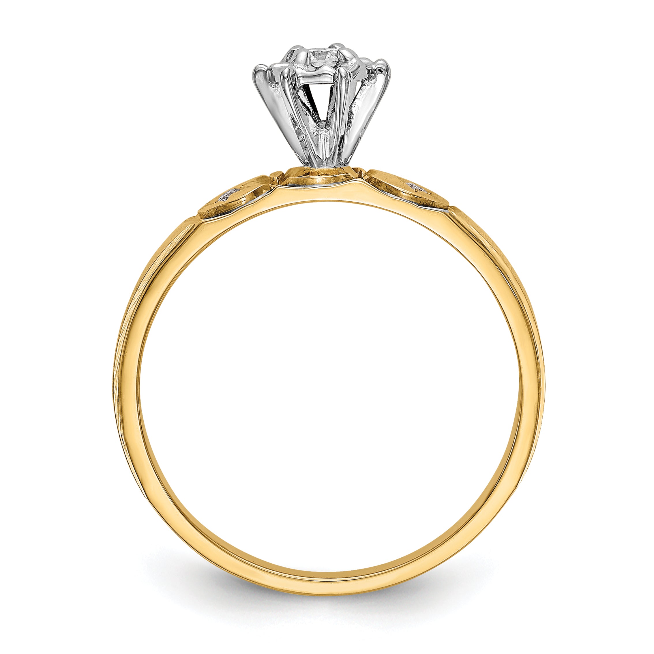 14k and Rhodium AA Quality 1/15 carat Diamond Trio Complete Engagement Ring Secondary image