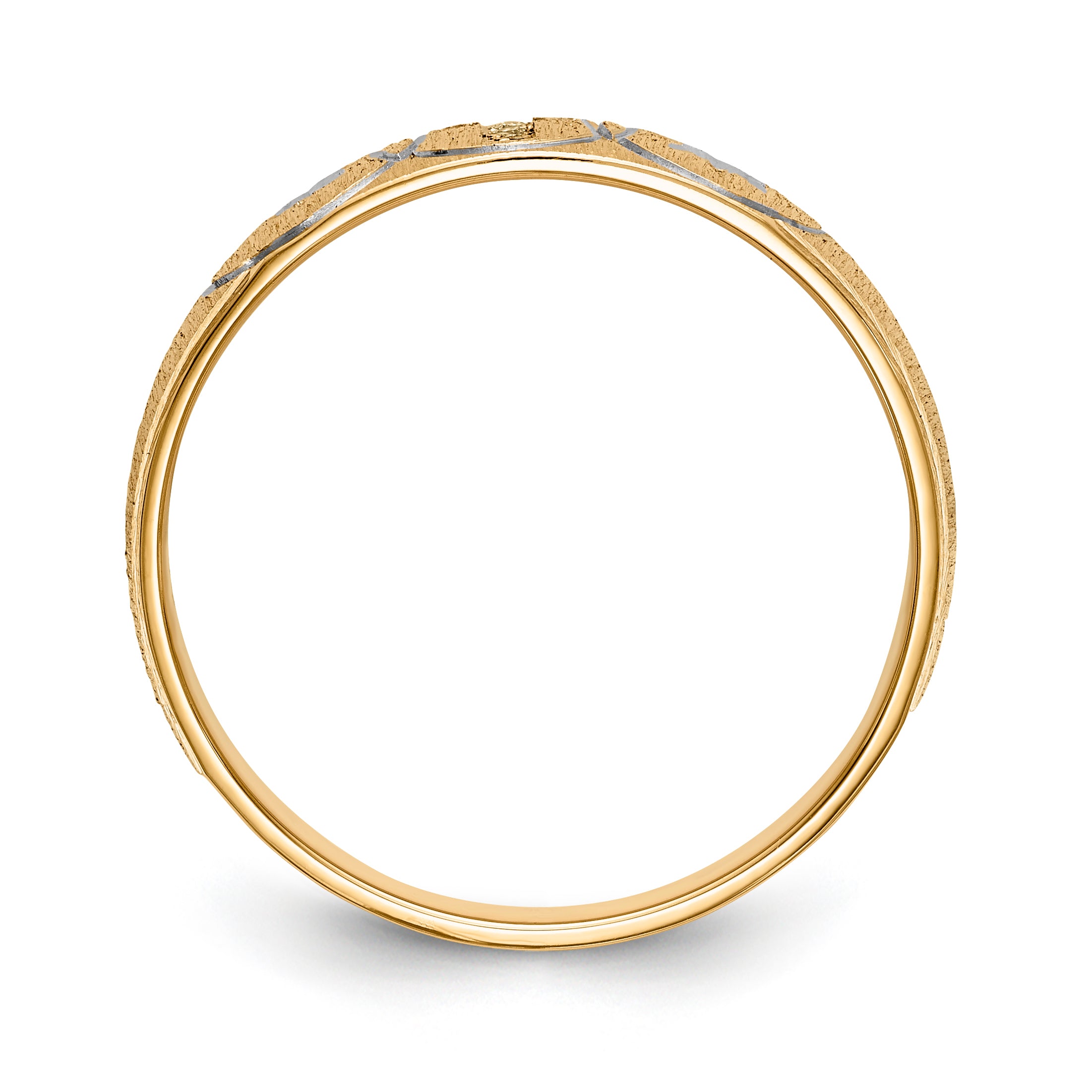 14k and Rhodium AA Quality .03 carat Diamond Trio Mens Complete Wedding Band with Cross Secondary image