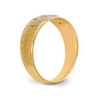 14k and Rhodium AA Quality .03 carat Diamond Trio Mens Complete Wedding Band with Cross