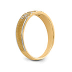 14k and Rhodium AA Quality .03 carat Diamond Trio Ladies Complete Wedding Band with Cross