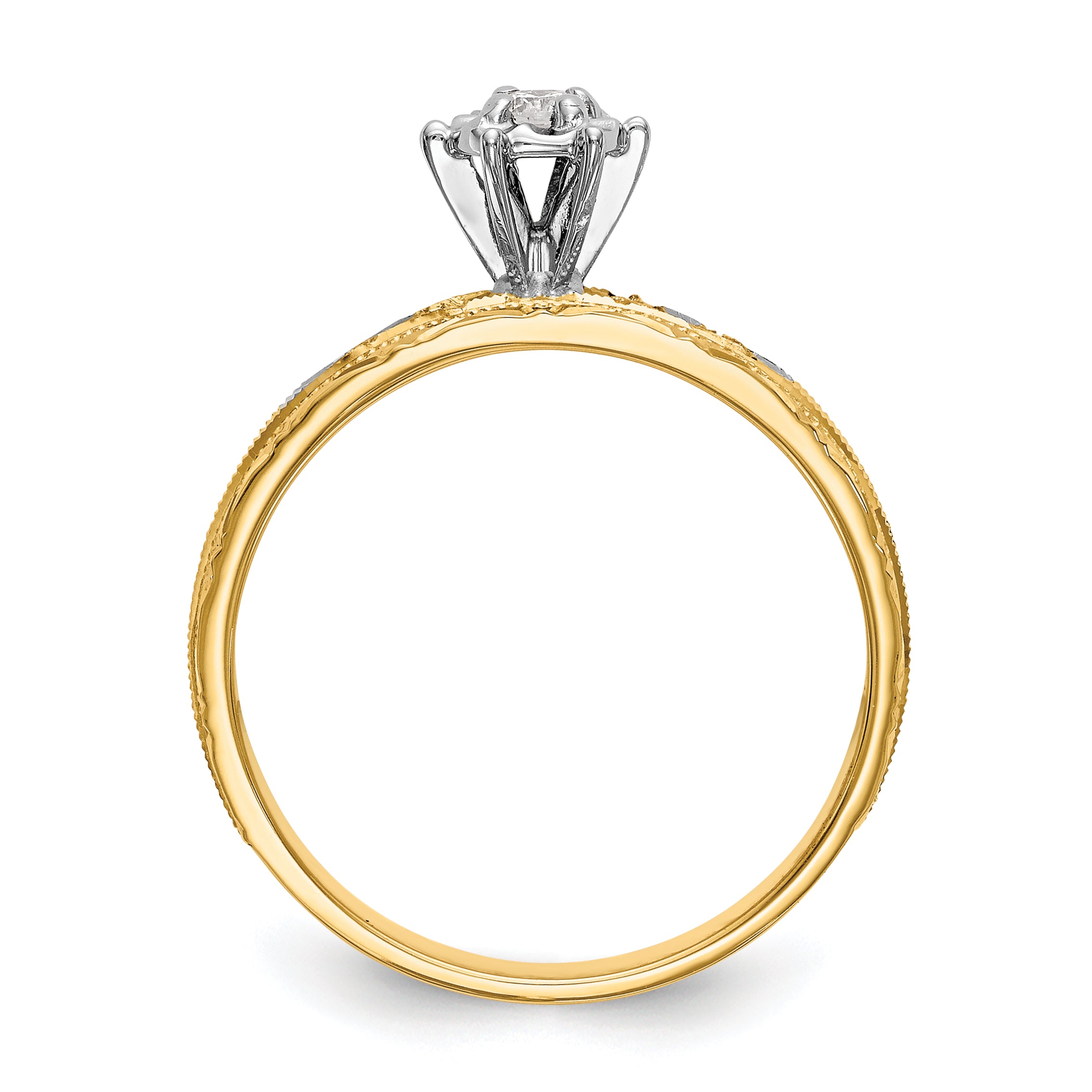 14k AA Quality 1/10 carat Diamond Trio Complete Engagement Ring Secondary image