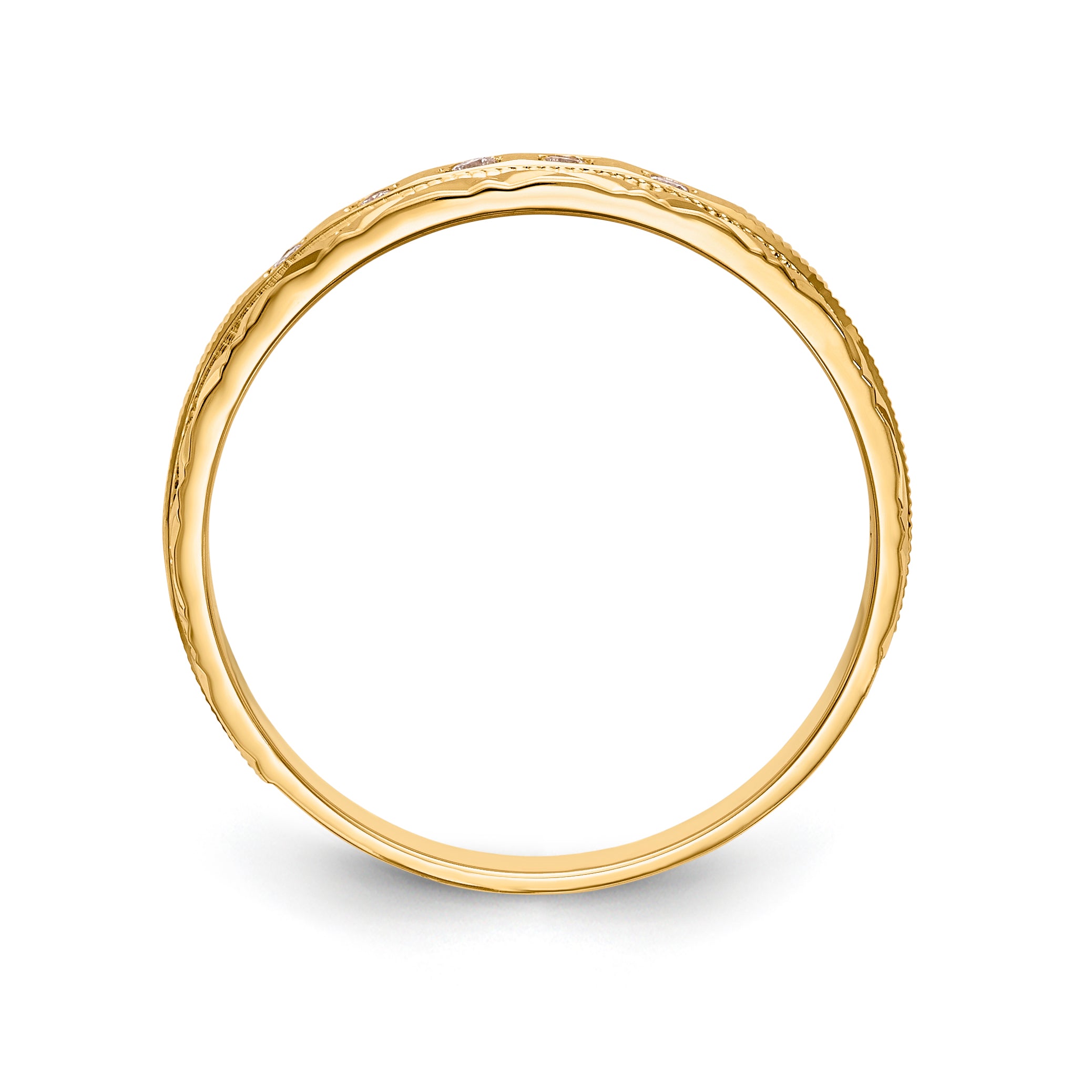 14k AA Quality 1/20 carat Diamond Trio Ladies Complete Wedding Band
