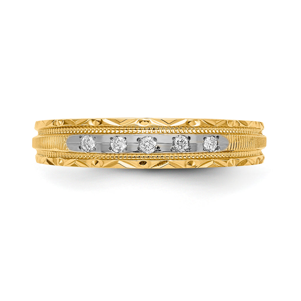 14k AA Quality 1/20 carat Diamond Trio Ladies Complete Wedding Band
