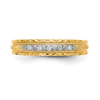 14k AA Quality 1/20 carat Diamond Trio Ladies Complete Wedding Band