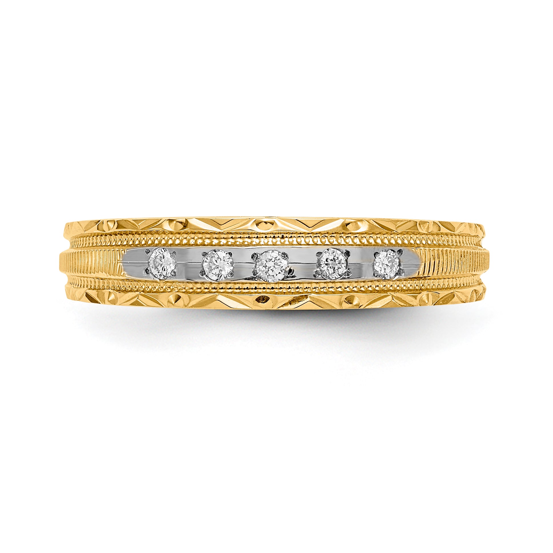 14k AA Quality 1/20 carat Diamond Trio Ladies Complete Wedding Band