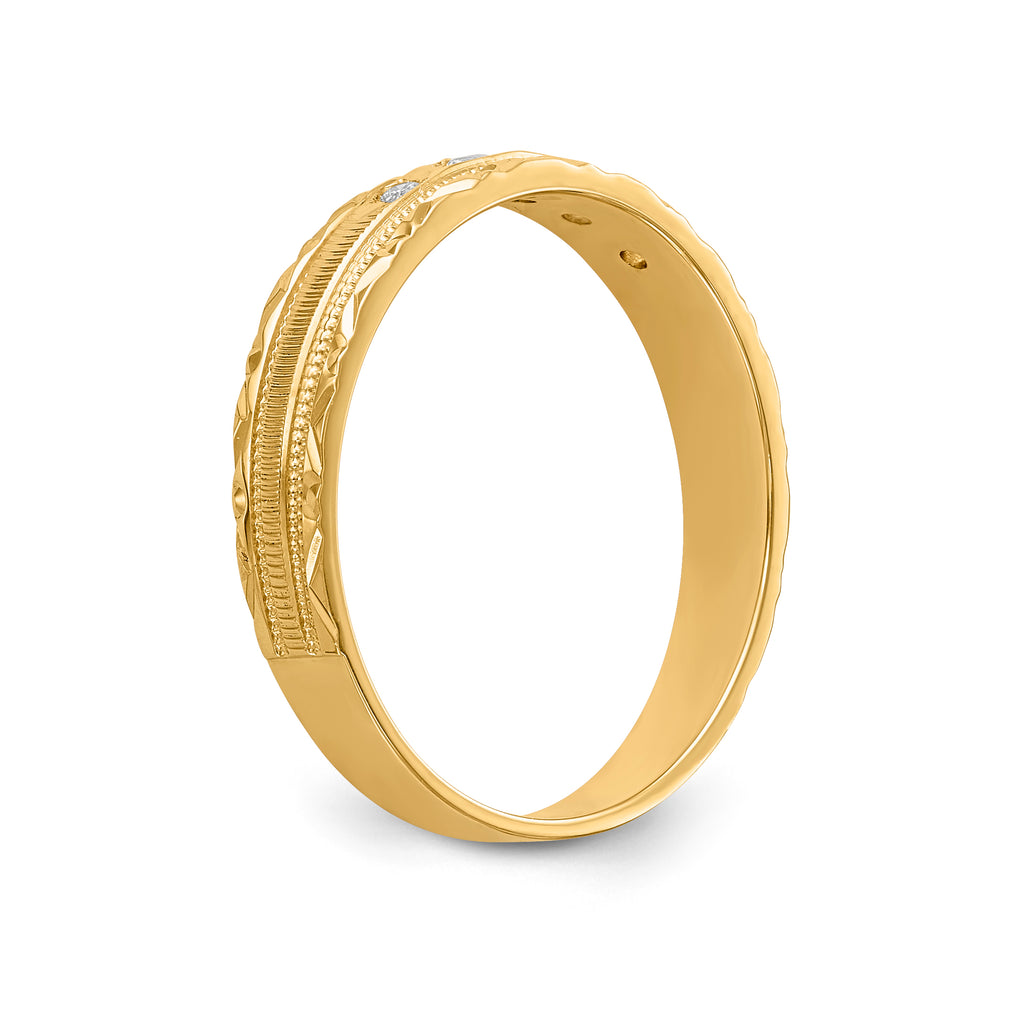 14k AA Quality 1/20 carat Diamond Trio Ladies Complete Wedding Band