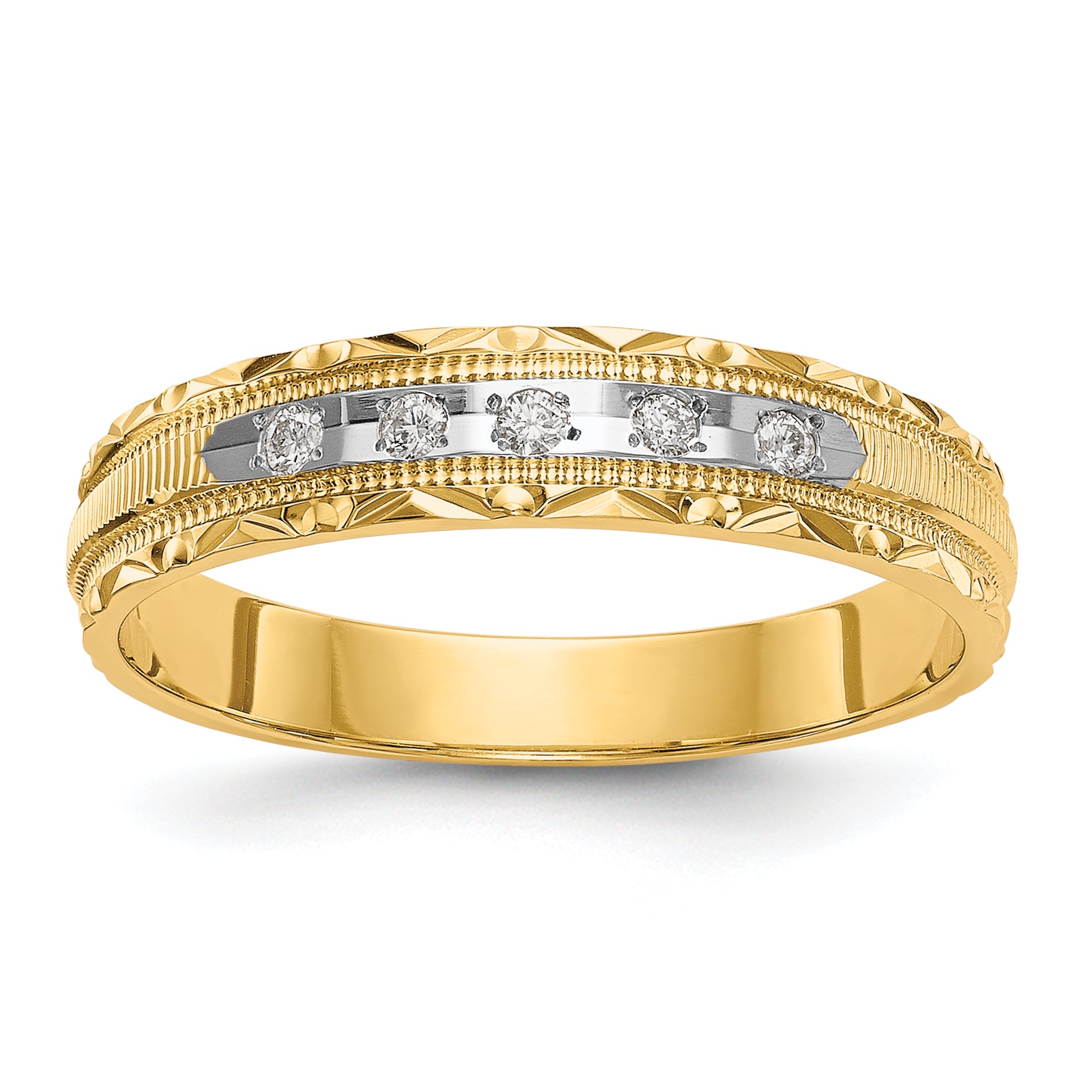 14k AA Quality 1/20 carat Diamond Trio Ladies Complete Wedding Band Main image