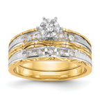 14k and Rhodium AA Quality 1/10 carat Diamond Trio Complete Engagement Ring