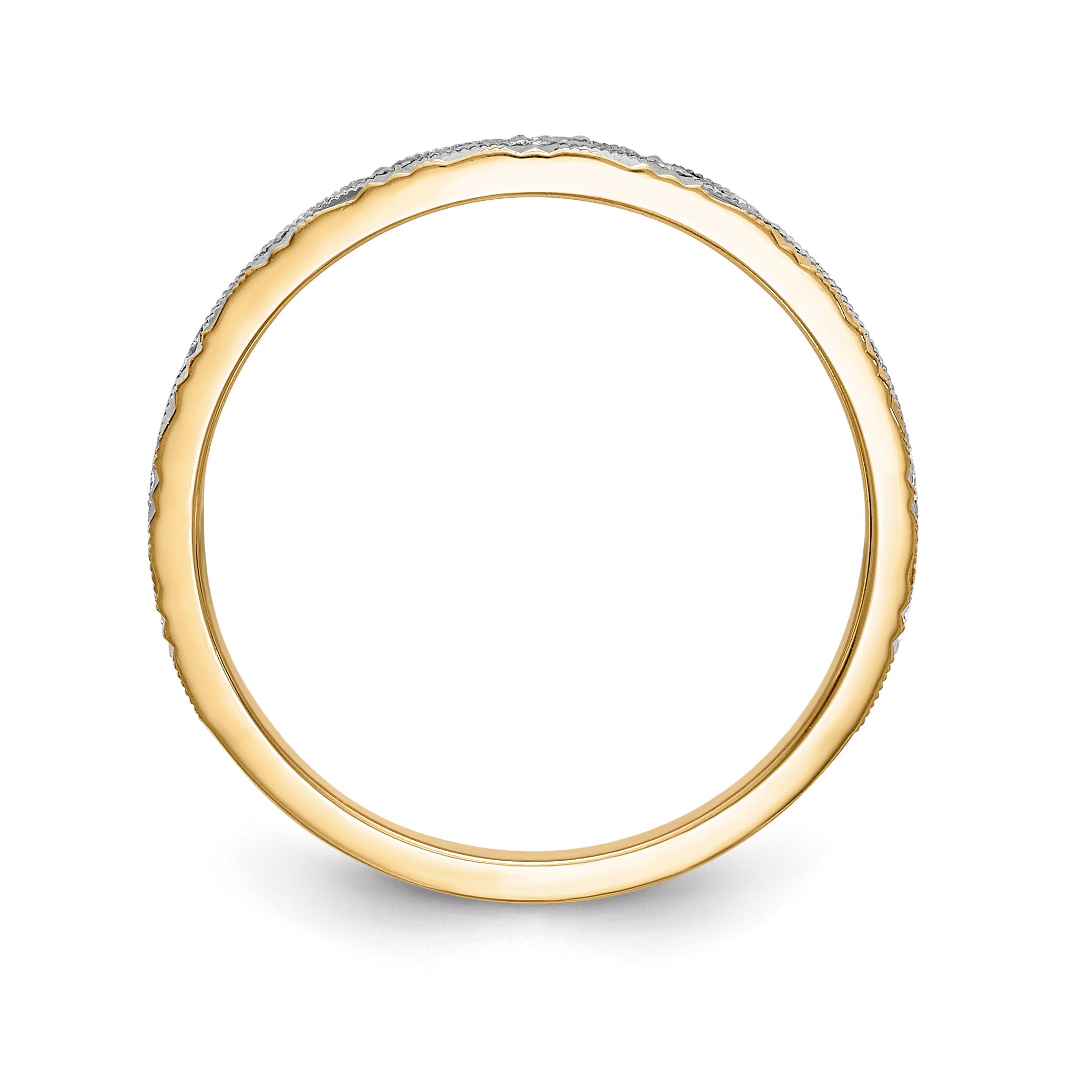 14k and Rhodium AA Quality 1/20 carat Diamond Trio Ladies Complete Wedding Band Secondary image