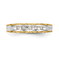 14k and Rhodium AA Quality 1/20 carat Diamond Trio Ladies Complete Wedding Band