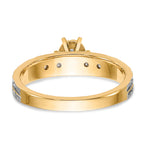 14k and Rhodium AA Quality 1/10 carat Diamond Trio Complete Engagement Ring