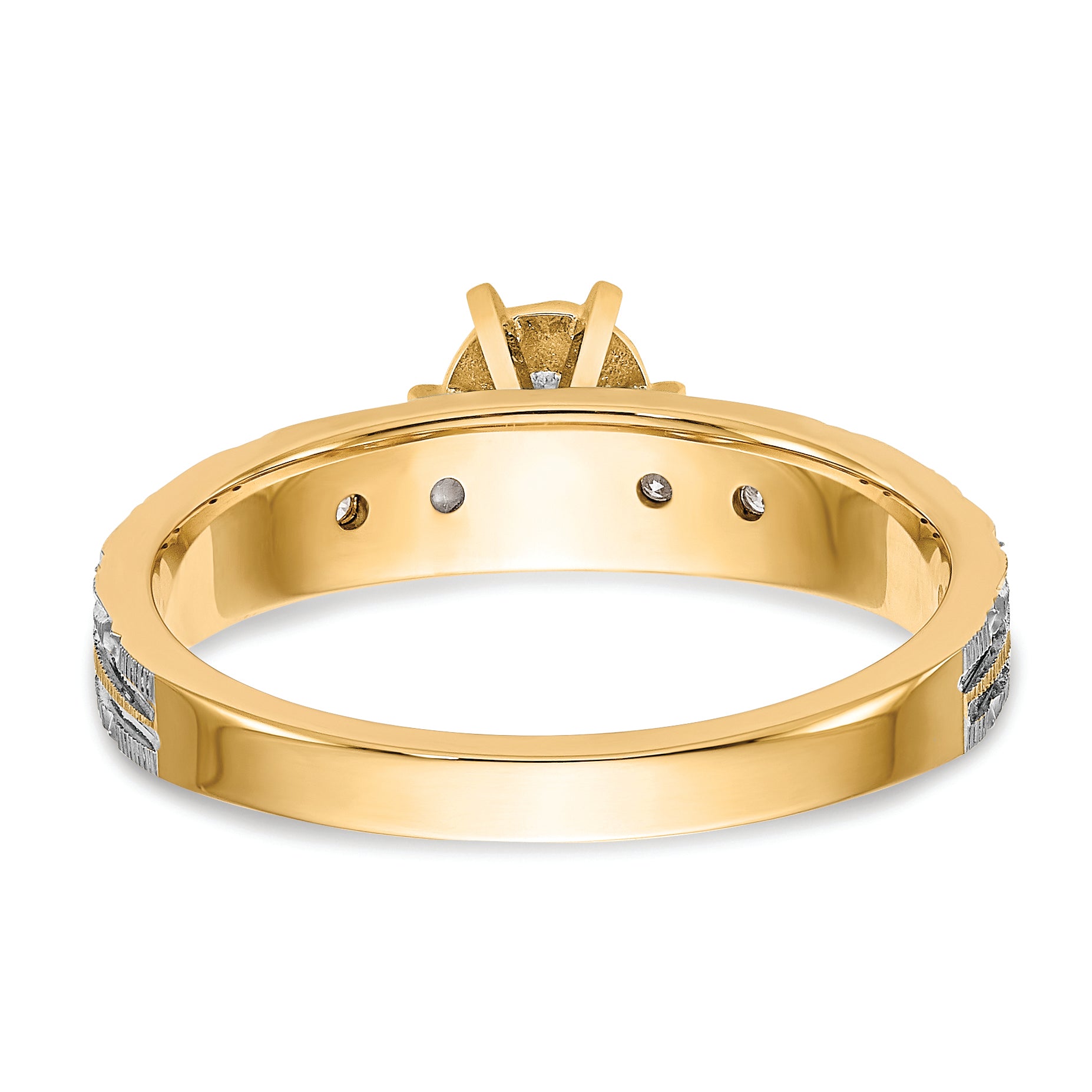 14k and Rhodium AA Quality 1/10 carat Diamond Trio Complete Engagement Ring
