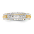 14k and Rhodium AA Quality 1/20 carat Diamond Trio Mens Complete Wedding Band