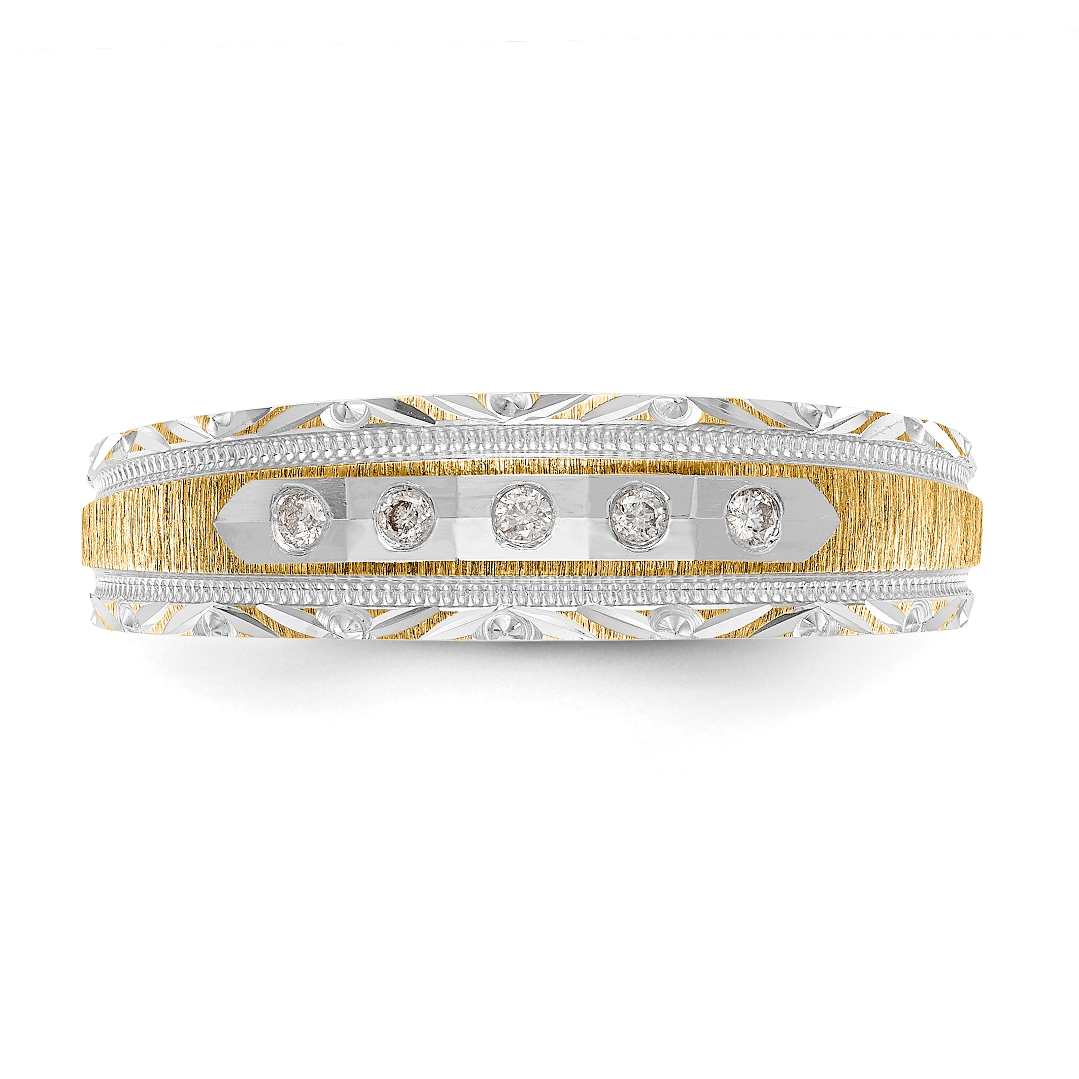 14k and Rhodium AA Quality 1/20 carat Diamond Trio Mens Complete Wedding Band