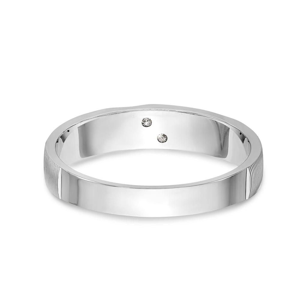 14k White Gold AA Quality .02 carat Diamond Trio Ladies Complete Wedding Band