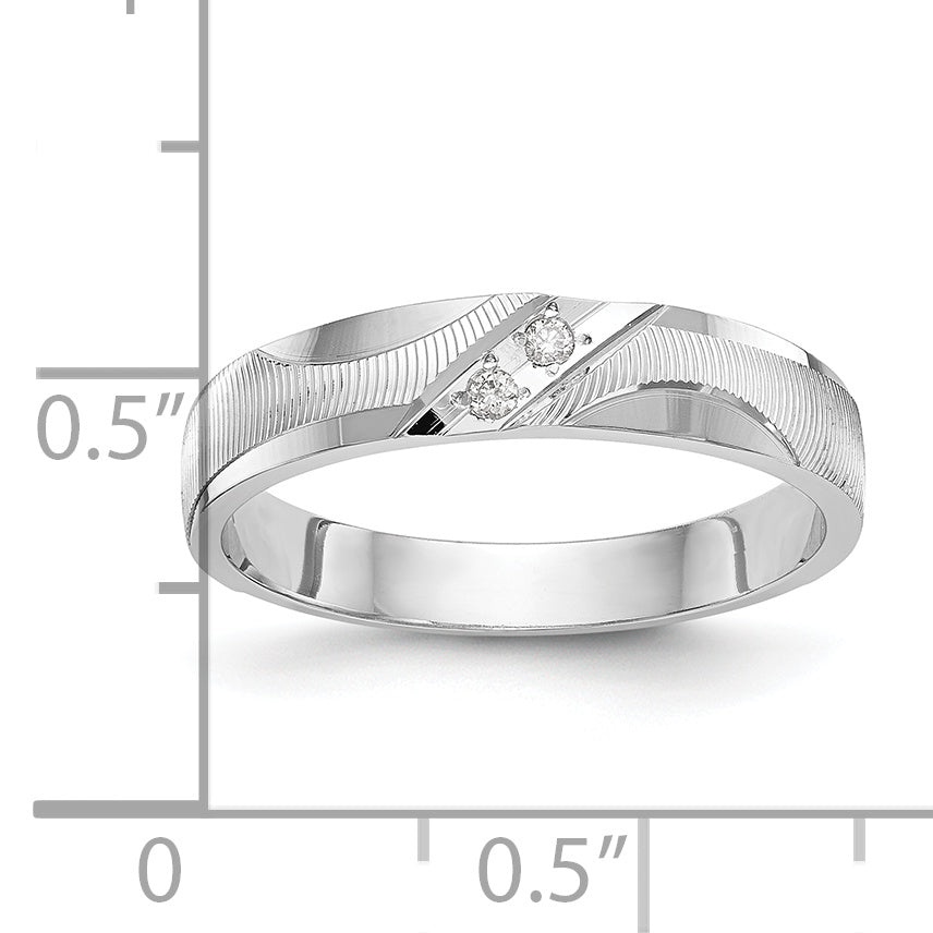 14k White Gold AA Quality .02 carat Diamond Trio Ladies Complete Wedding Band