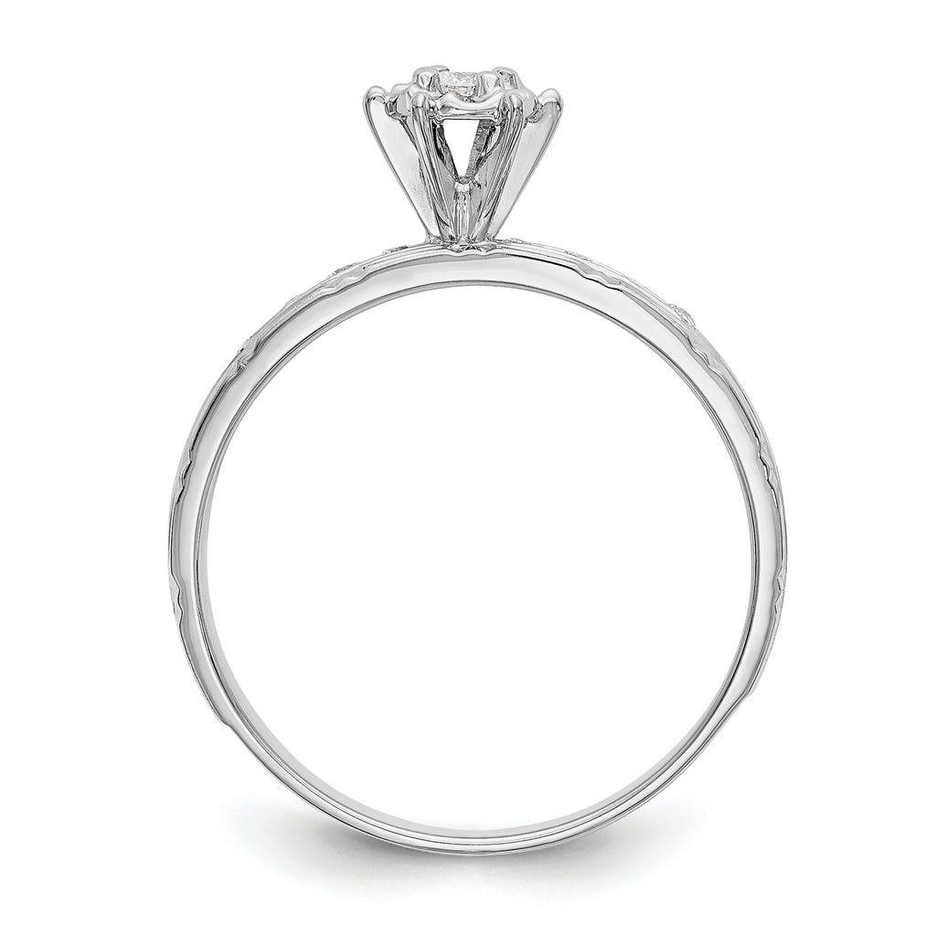 14k White Gold AA Quality 1/8 carat Diamond Trio Complete Engagement Ring