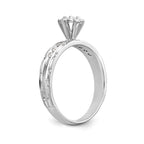 14k White Gold AA Quality 1/8 carat Diamond Trio Complete Engagement Ring