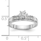 14k White Gold AA Quality 1/8 carat Diamond Trio Complete Engagement Ring