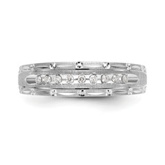 14k White Gold AA Quality 1/10 carat Diamond Trio Mens Complete Wedding Band