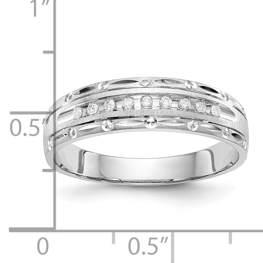 14k White Gold AA Quality 1/10 carat Diamond Trio Mens Complete Wedding Band