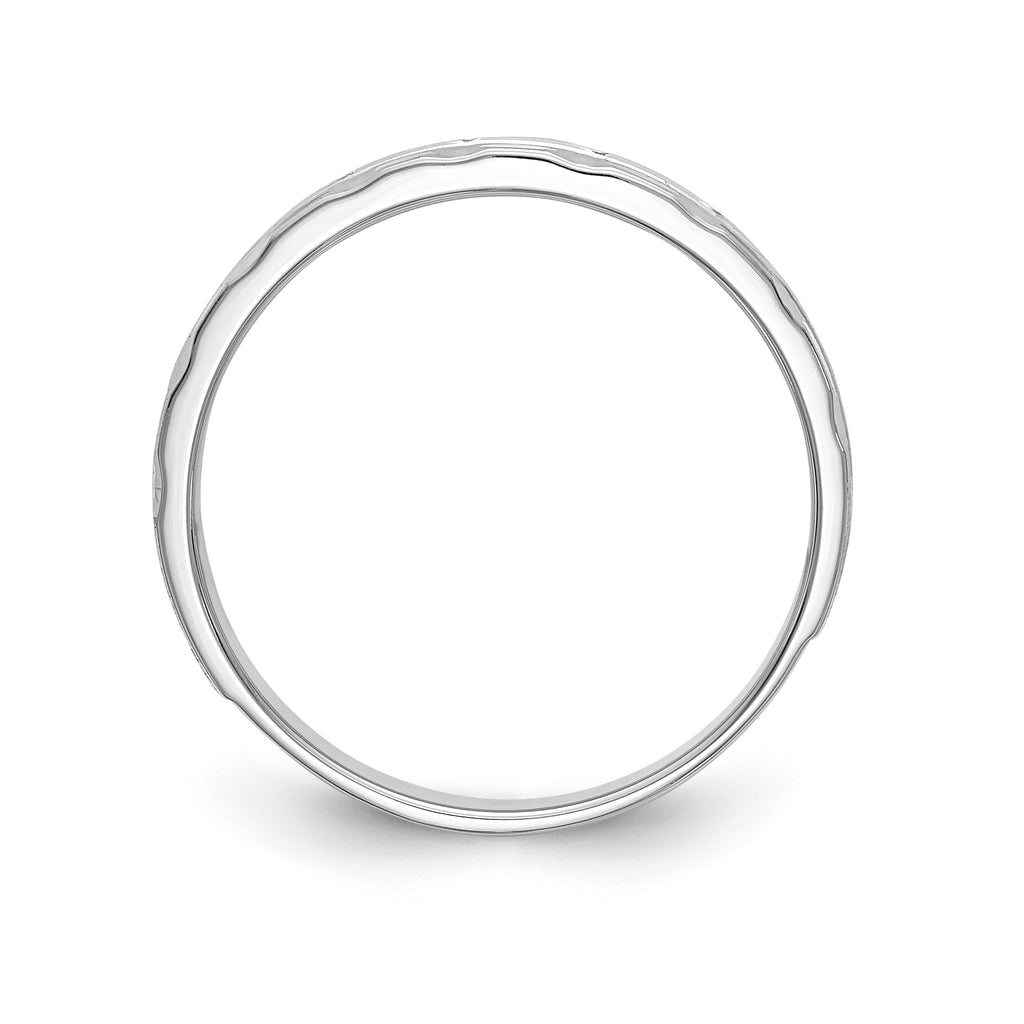 14k White Gold AA Quality 1/10 carat Diamond Trio Ladies Complete Wedding Band