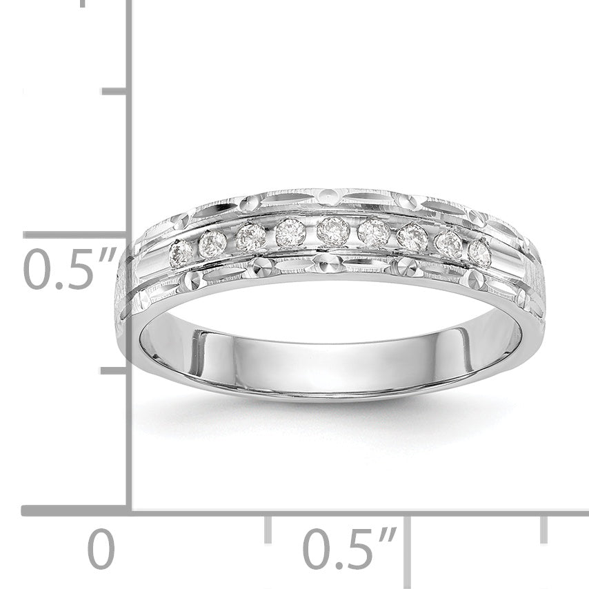 14k White Gold AA Quality 1/10 carat Diamond Trio Ladies Complete Wedding Band