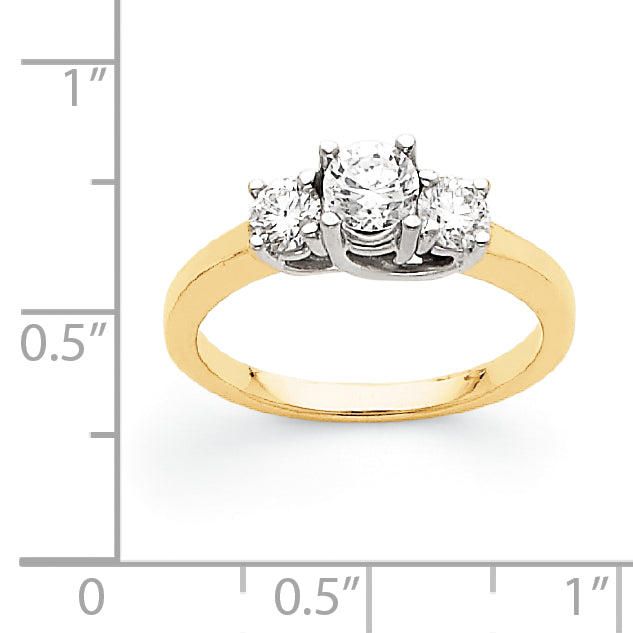 14k Two-tone AA Diamond Three Stone Ring