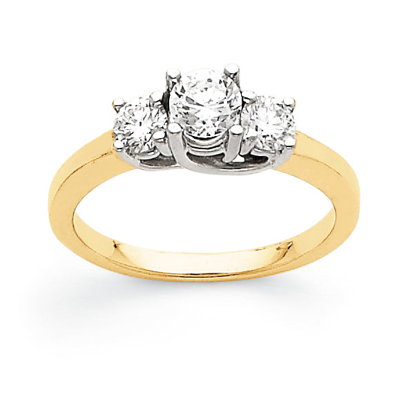 14K Two-tone VS Diamond three stone ring