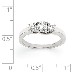 14k White Gold AA Diamond Three Stone Ring
