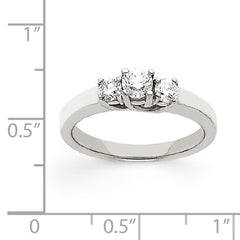 14k White Gold AA Diamond Three Stone Ring