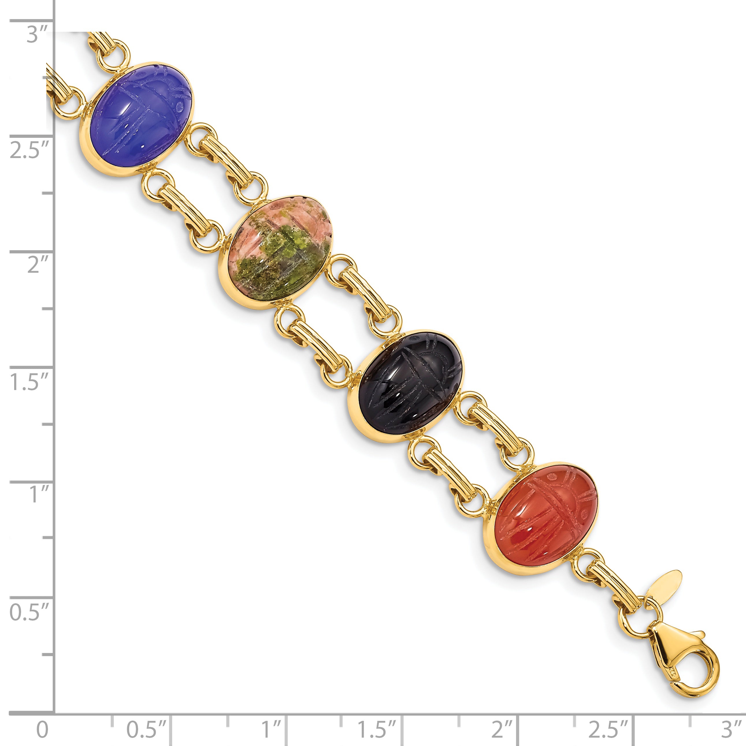 14k 7 Stone Scarab 7 inch Bracelet