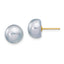14K 9-10mm Grey Button FW Cultured Pearl Stud Post Earrings