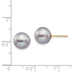 14k 9-10mm Grey Round Freshwater Cultured Pearl Stud Post Earrings