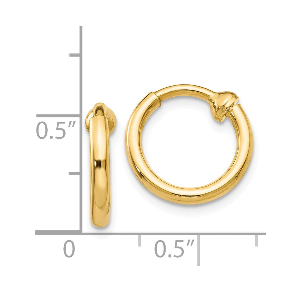 14K Non-Pierced Hoop Earrings Secondary image