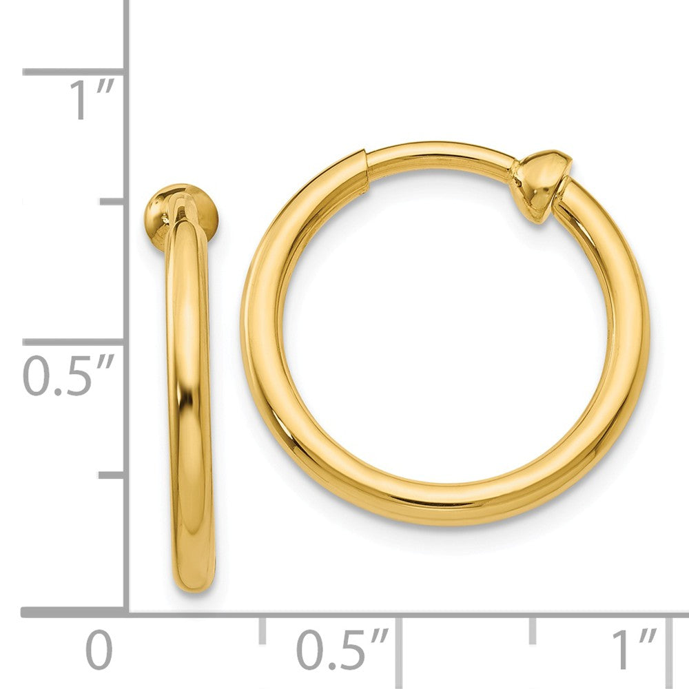 14K Non-Pierced Hoop Earrings Secondary image