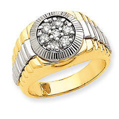 14K Two-tone AA Diamond men's ring