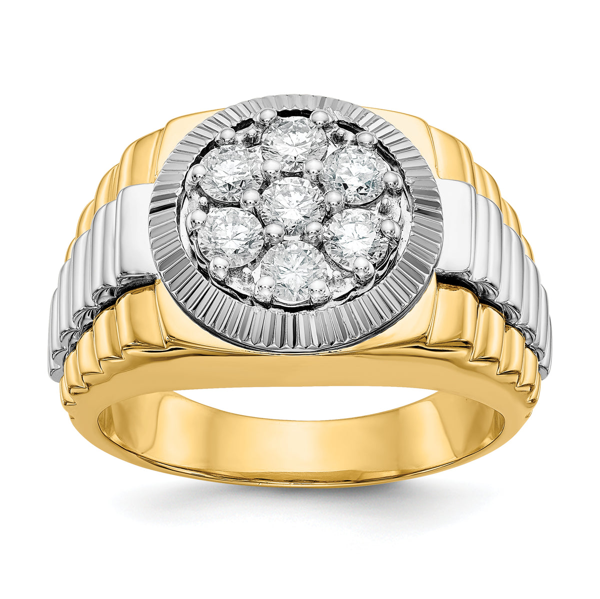 14k Two-tone AA Diamond men's ring