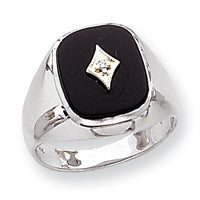 14K White Gold Polished Mens Diamond And Onyx Ring Mounting