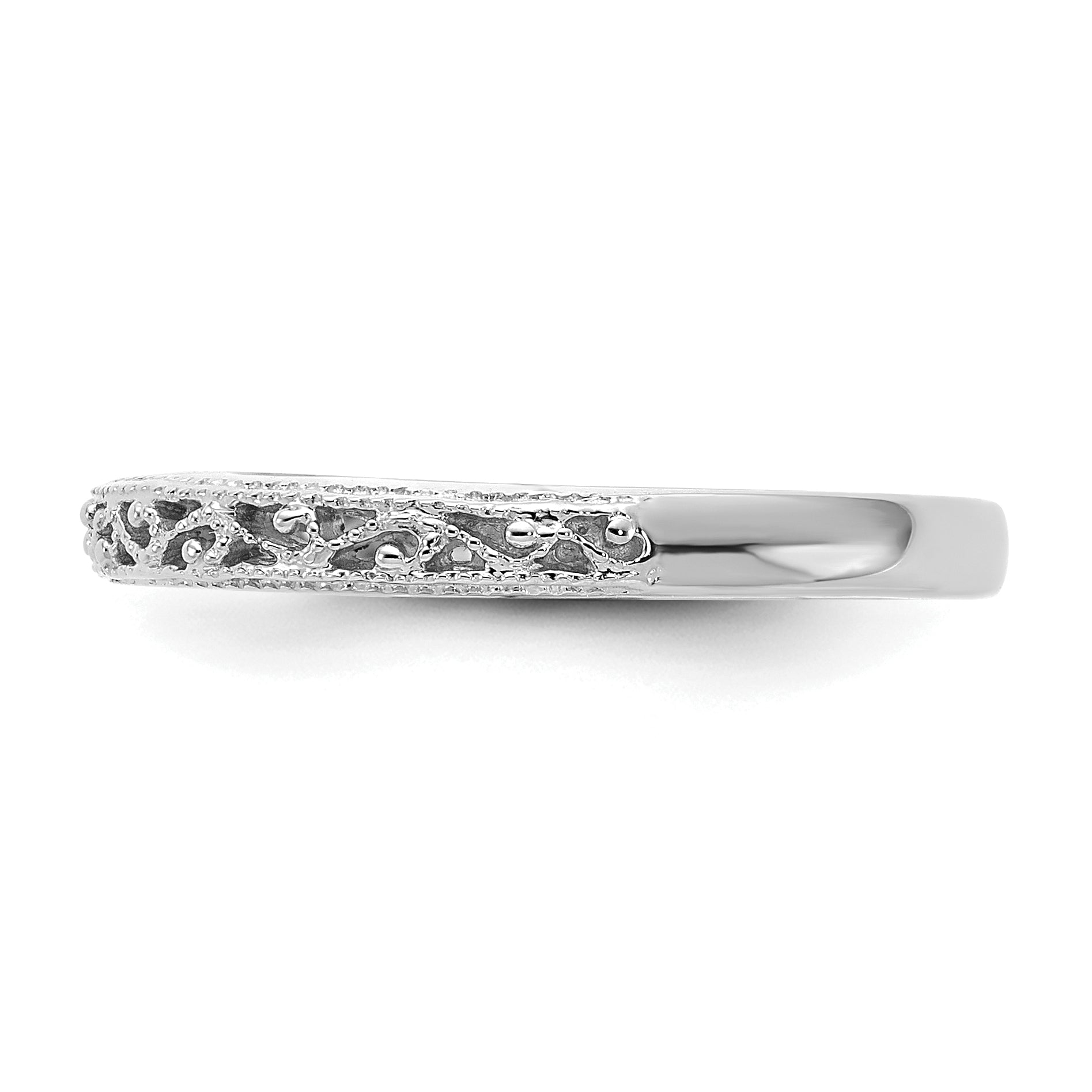 14k White Gold 3mm Filigree Wedding Band