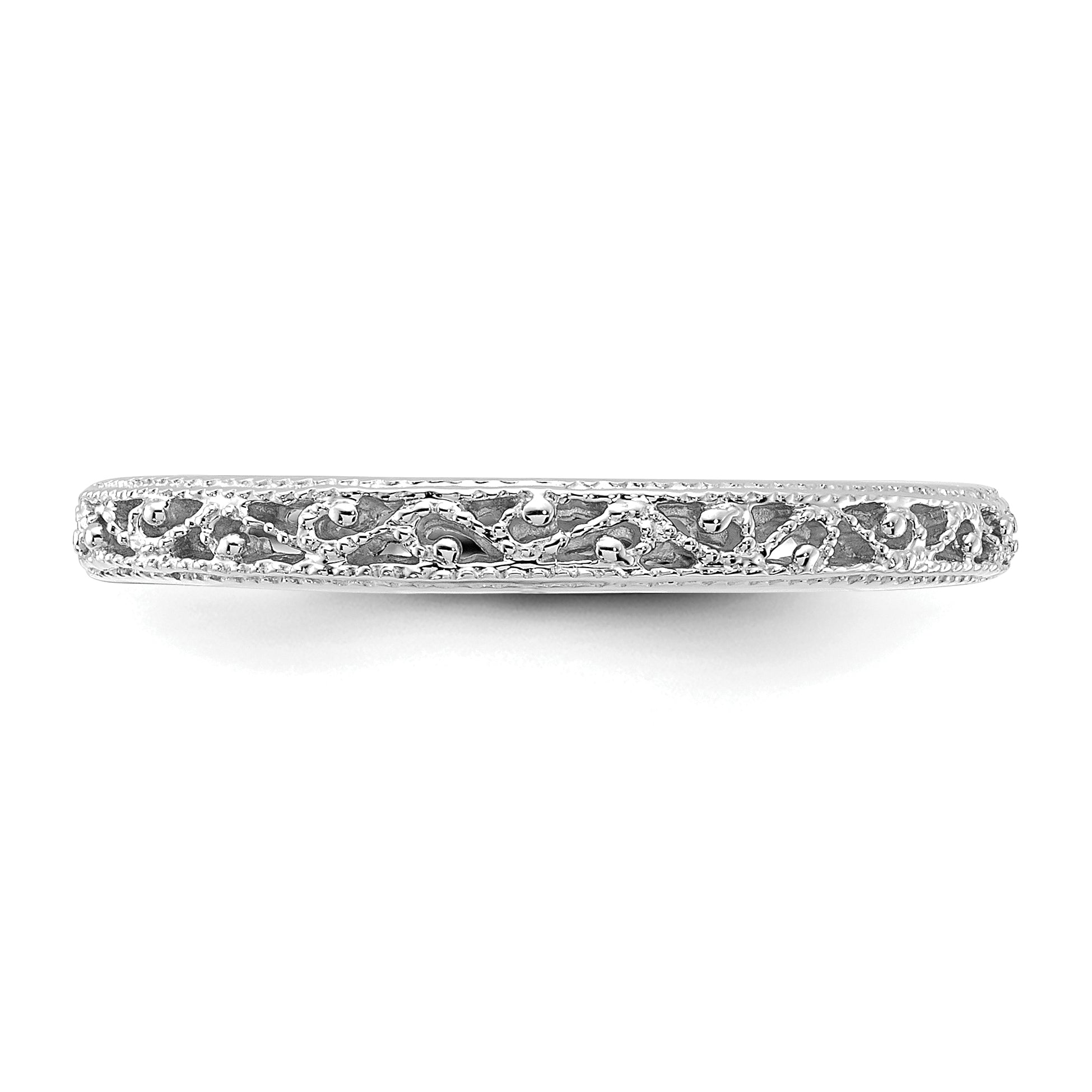 14k White Gold 3mm Filigree Wedding Band