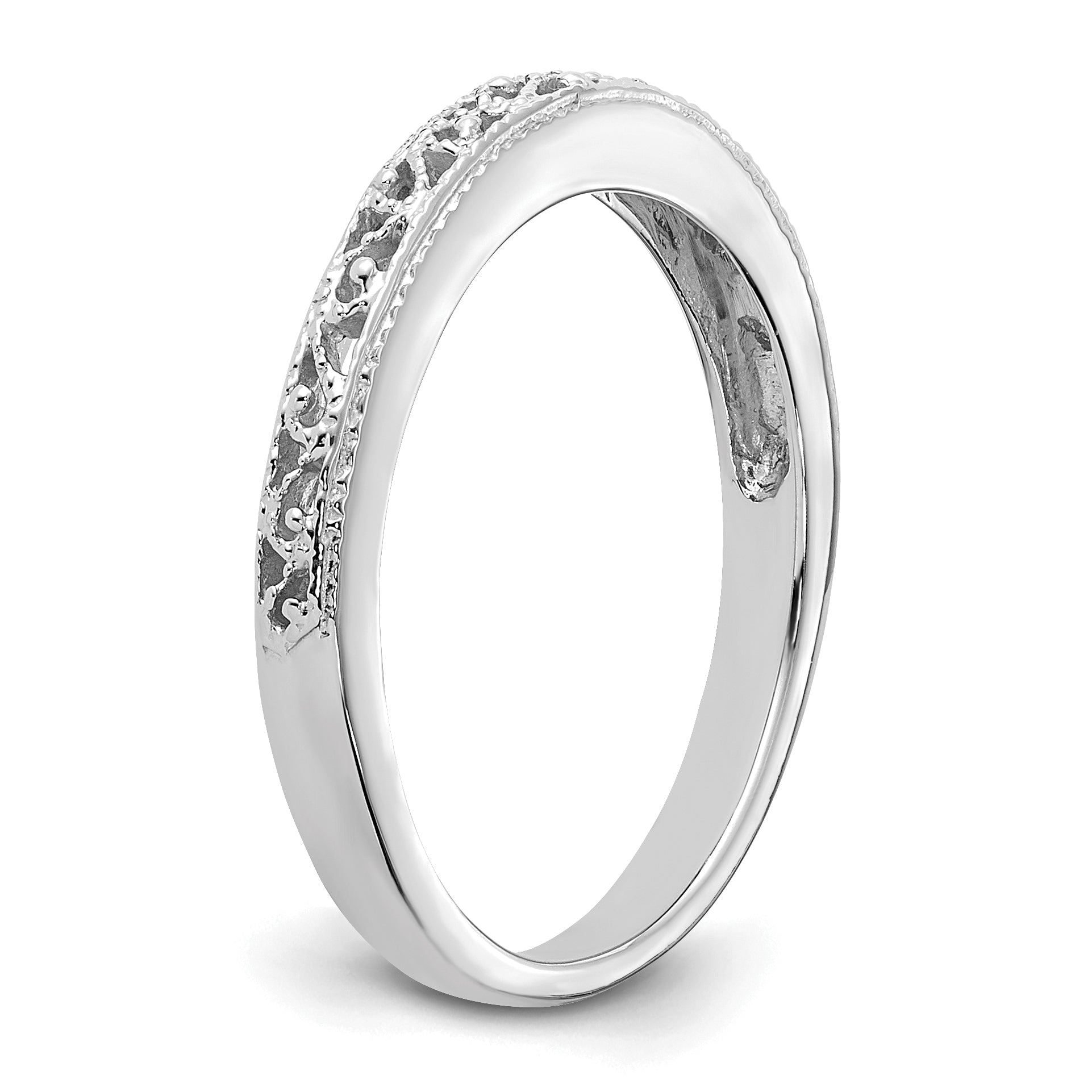 14k White Gold 3mm Filigree Wedding Band