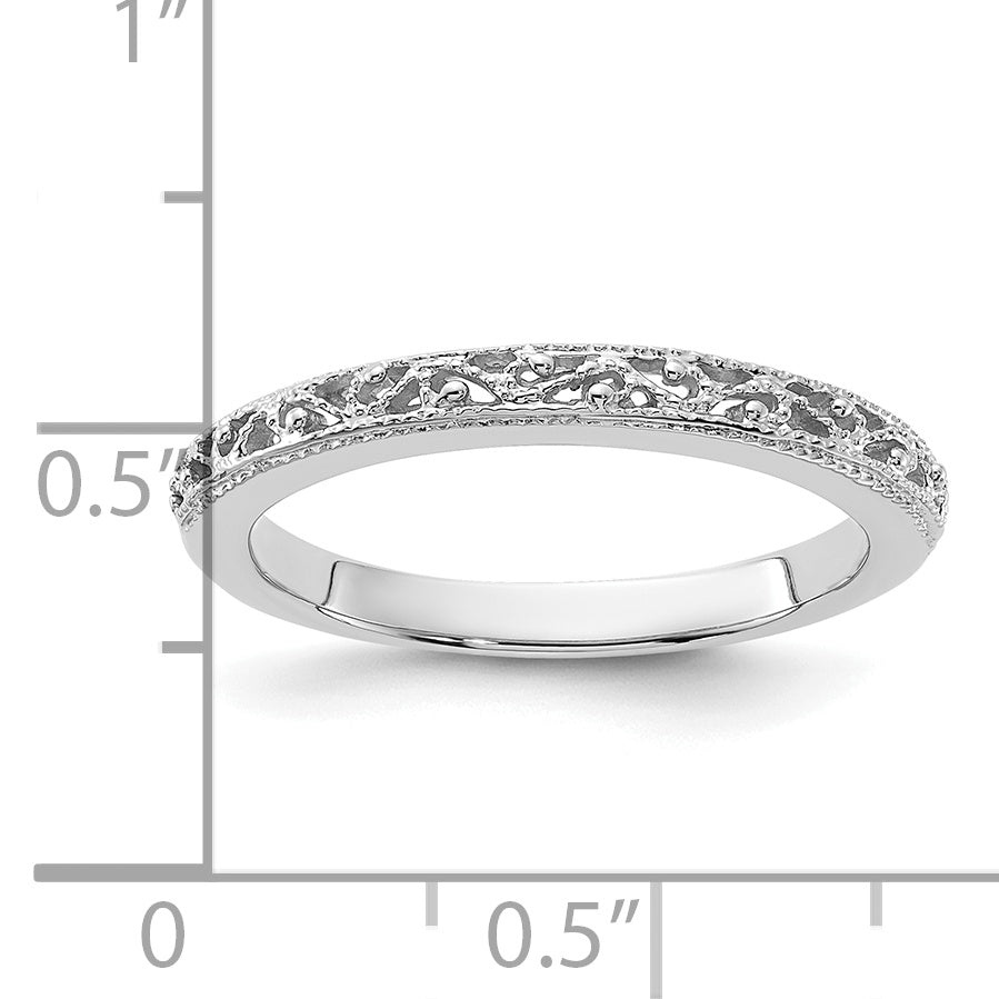 14k White Gold 3mm Filigree Wedding Band