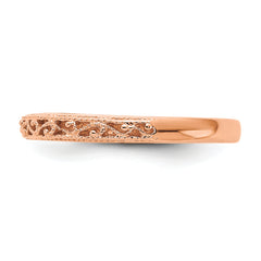 14k Rose Gold 3mm Filigree Wedding Band