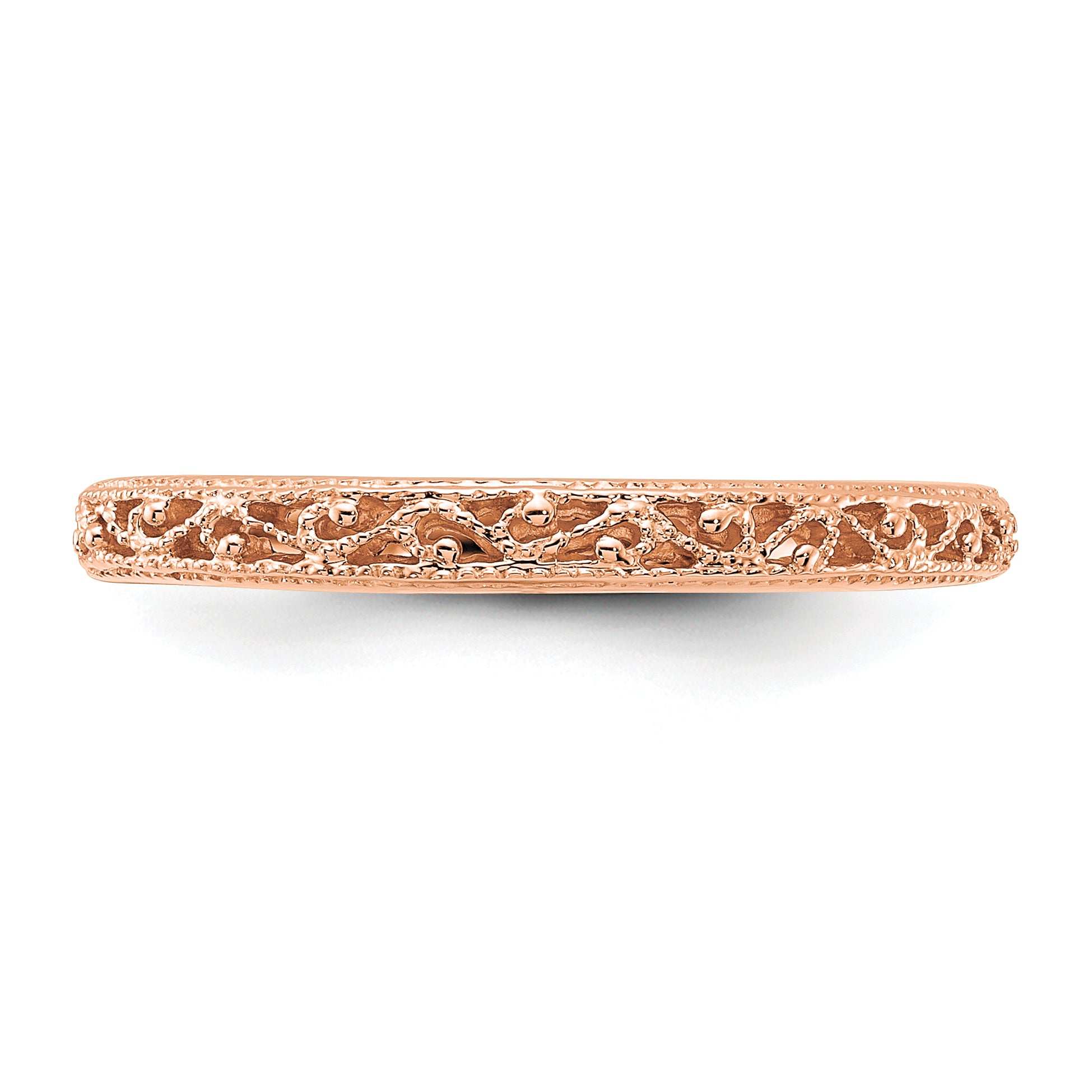 14k Rose Gold 3mm Filigree Wedding Band