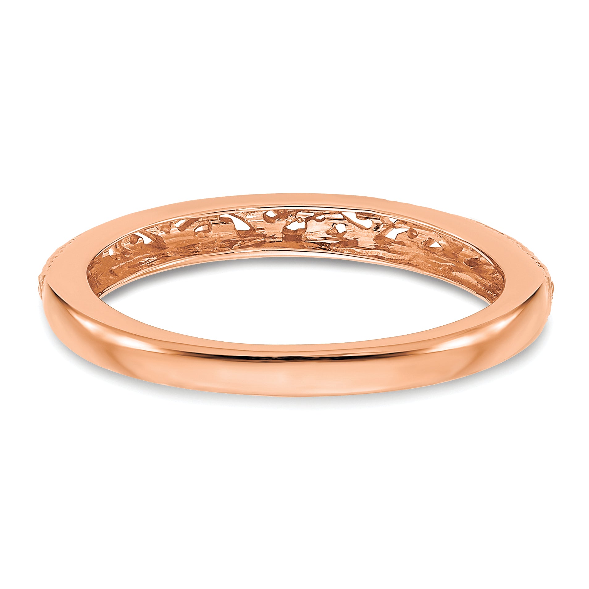 14k Rose Gold 3mm Filigree Wedding Band