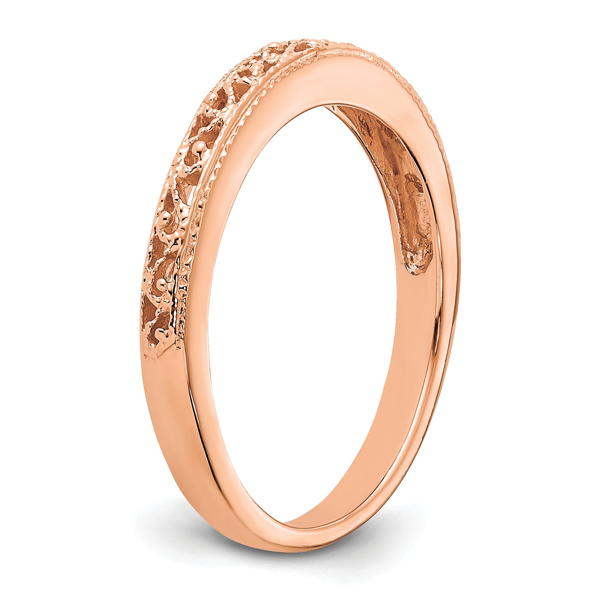 14k Rose Gold 3mm Filigree Wedding Band